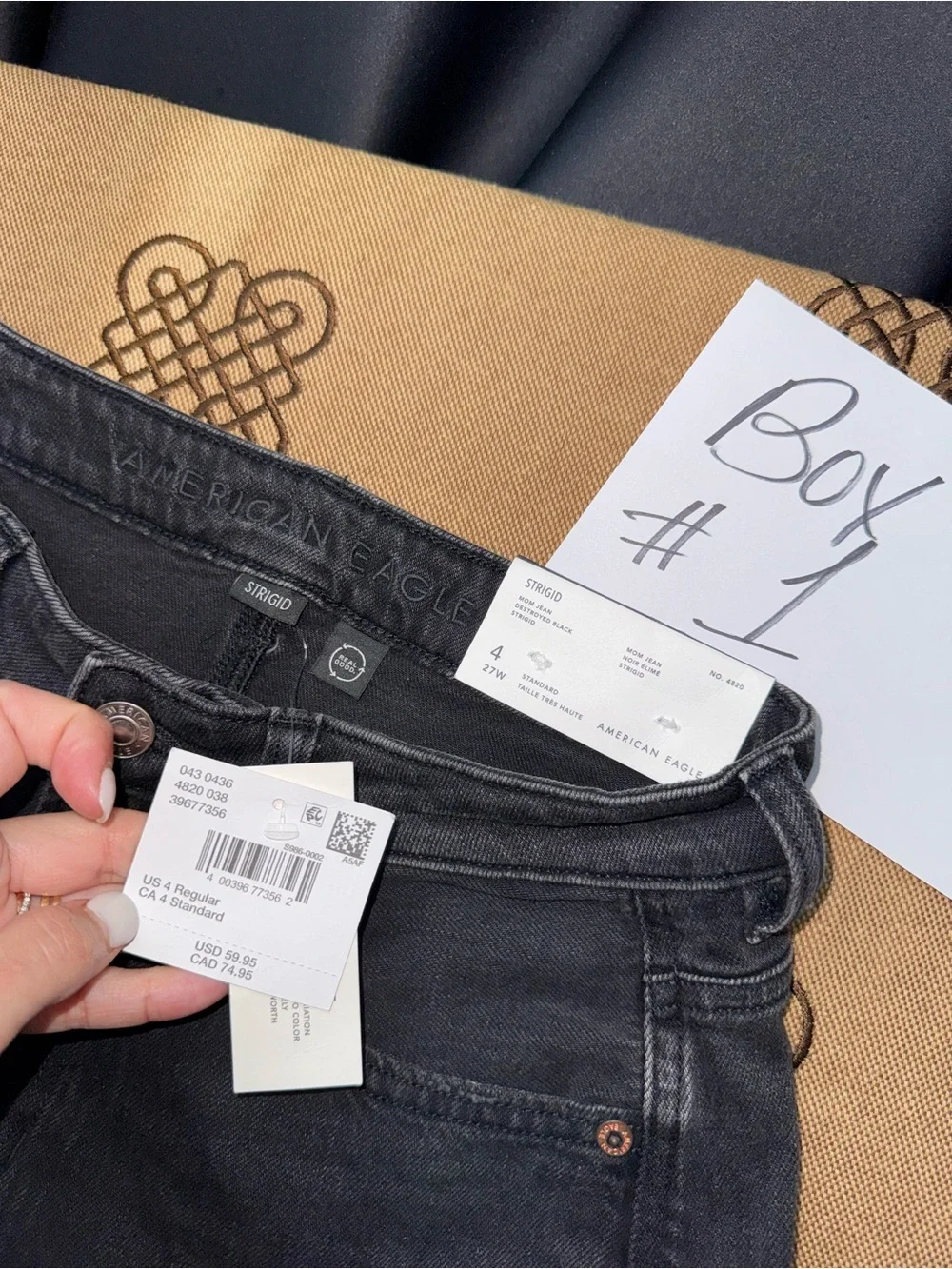 American Eagle Mom Jeans Womens Straight Leg 90s Washed Black Gray High Rise - Picture 8 of 16